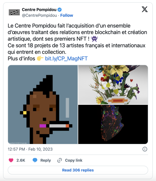 An NFT portfolio for the Centre Pompidou